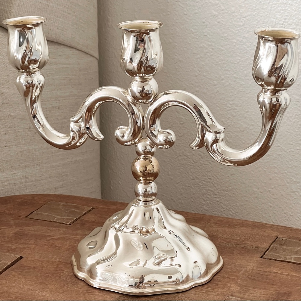 Vintage silver tone candelabra candle holder - Picture 2 of 5